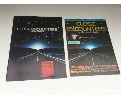 A 'Close Encounters Of The Third Kind' program and ticket from March 14th 1978, the day after the UK premiere, plus three uk 