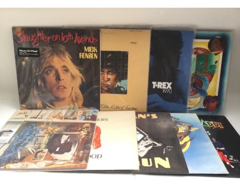 Nine glam rock LPs by various artists including T Rex, Mick Ronson, Brian Eno and others including half speed mastered 180g p