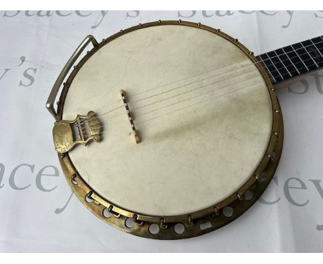 A late Victorian Windsor of Birmingham Model Number 2 Sultan "The Whirle" 5 string banjo. All Rock Maple construction with eb