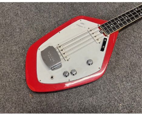 A 1965 Vox Phantom IV Bass Guitar. An Italian made Eko Factory Vox Phantom Bass V209 Model with the angular body shape. Red w