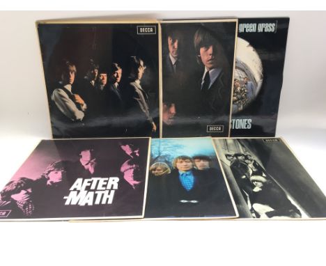 Six Rolling Stones LPs comprising the self titled debut, 'Aftermath', 'Between The Buttons' and others.