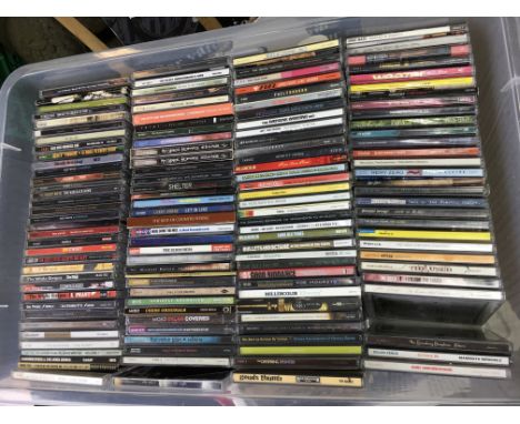 Ten boxes of CDs by various artists including Jimi Hendrix, My Chemical Romance, Weezer, Bob Mould and many more.
