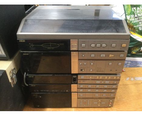 An Akai stacking hi fi music centre and other vintage audio visual equipment (4).
