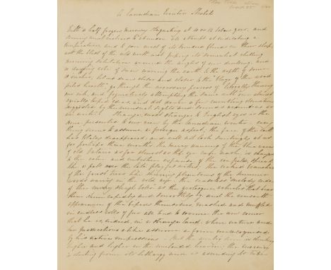 Canada.- [Todd (Ellen, extract from an album) A Canadian Winter Sketch, manuscript, 8pp., slightly browned, disbound, 4to, n.