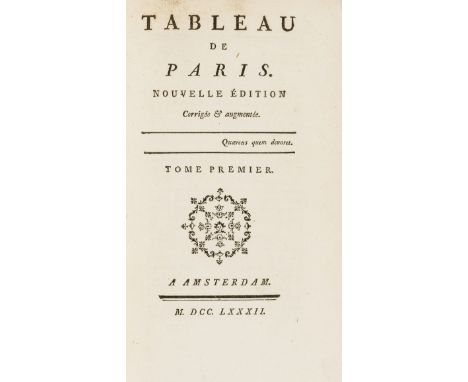 NO RESERVE [Mercier (Louis-Sébastien)] Tableau de Paris, 8 vol. in 4, half-titles, contemporary half calf, Amsterdam, 1782-83