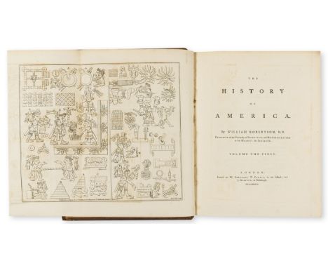 NO RESERVE America.- Robertson (William) The History of America, 4 vol., first edition, folding engraved frontispiece, 4 fold