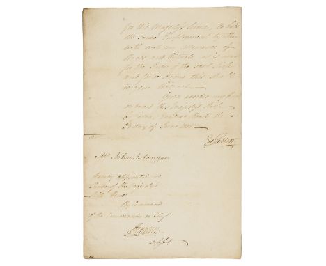 Royal Navy.- Pellew (Edward, first Viscount Exmouth, naval officer, 1757-1833) Commission appointing John Lanyon as Purser on