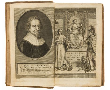 NO RESERVE Law.- Grotius (Hugo) De jure belli ac pacis libri tres, edited by J.Barbeyrac, 2 vol., engraved portrait &amp; add