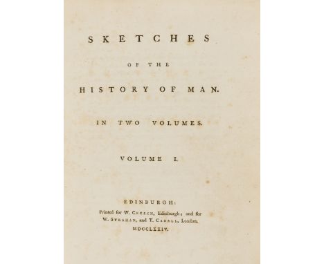 NO RESERVE [Home (Henry, Lord Kames)] Sketches of the History of Man, 2 vol., first edition, half-titles, contemporary calf, 