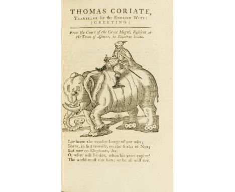 Coryate (Thomas) Coryat's Crudities...to which are now added, his Letters from India, &amp;c..., 3 vol., half-titles, engrave