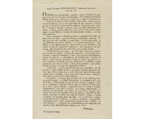 Wellington (Arthur Wellesley, first Duke of, army officer and prime minister, 1769-1852) Proclamation by Wellington from the 