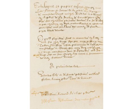 France.- Catalogue and ordnances relating to St Aubin de Burree [?St Aubin-sur-Mer], manuscript in French, c. 250pp., reverse