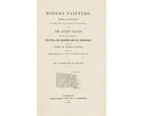 Ruskin (John) Modern Painters..., first edition, publisher's catalogue at end, contents separating a little, original cloth, 