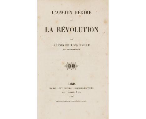 Tocqueville (Alexis de) L'Ancien Régime et la Révolution, first editon, errata f. at end, without half-title, some spotting o