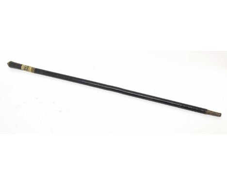 Late 19th century Indian bone and ebonised sword stick with metal lion head pommel, overall length approx 92cm