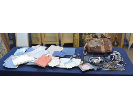Box of quantity of Cold War ephemera and RAF maps, navigational computer Mk III H Star, Douglas combined protractor plus para
