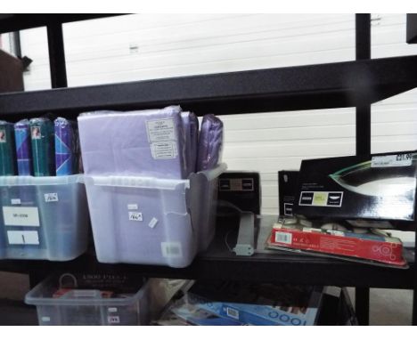 A mixed lot of household goods to include four Discus Wall Lights, boxed, a Doctor Who light up sign, a wireless speaker set,