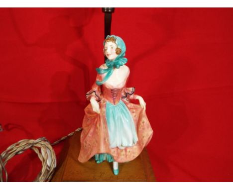 Royal Doulton - a Royal Doulton figurine entitled Suzette HN1696 on a wooden base made into a lamp, plaque verso to base mark