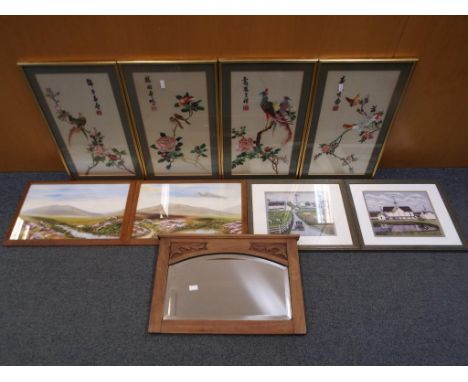 Four vintage framed Japanese Kacho-Ga, image size approx 43cm x 22.5cm, two limited edition prints mounted and framed under g