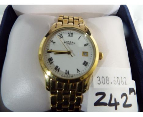 Rotary - a good quality gentleman's Rotary wristwatch with calendar, appears to be in working order, boxed. Estimate £25 - £3