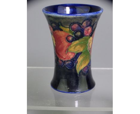 WILLIAM MOORCROFT 'POMMEGRANATE' VASE, cobalt ground, incised and impressed marks to the base with original paper label 'By A