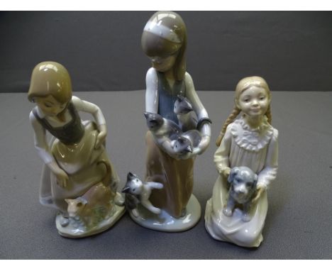 LLADRO &amp; NAO FIGURINES, three