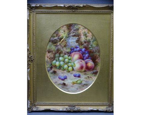 ROYAL WORCESTER PLAQUE, fruit painted, signed 'F Roberts', Royal Worcester backstamp in puce verso, date asterisk and one dot