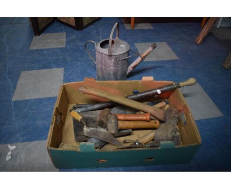 A Box of Various Hand Tools, To include Axe with War Department Stamp 