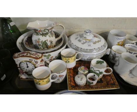 A Collection of China to Include Masons Jug, Wedgwood Wild Strawberry Bowl, Wedgewood Mandalay Mantle Clock etc 