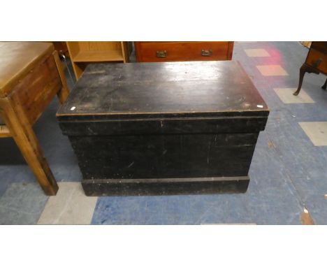 A Large Stained Pine Toolbox, 97cm Wide 