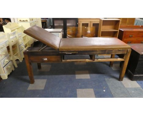 A Vintage Physiatrist/Doctors Couch (Missing Two Drawers), 183cm Long 