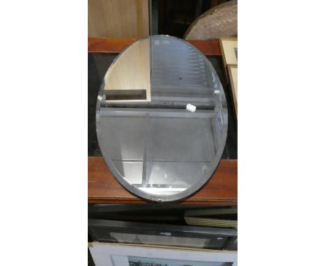 A Vintage Bevel Edge Oval Wall Mirror, 61cm High 