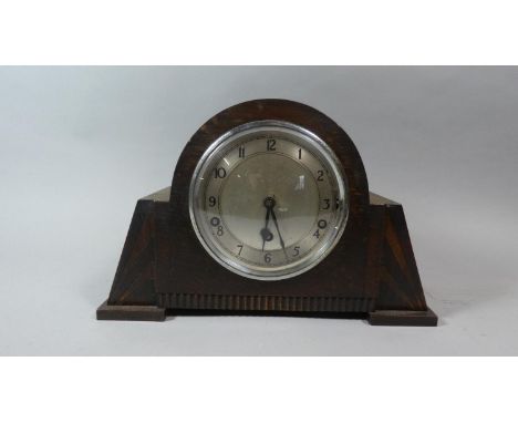 An Art Deco Inlaid Oak Westminster Chime Mantle Clock 