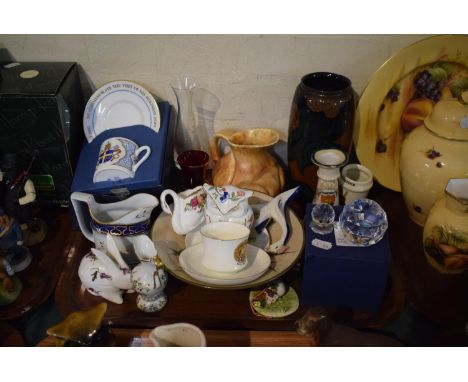 A Tray of Various Ceramics to Include Crested Ware, Aynsley, Hammersley, Sylvac etc 