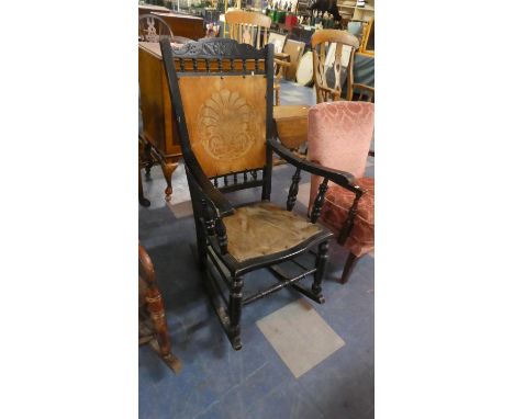 A Late Victorian Ebonised Framed Rocking Chair 