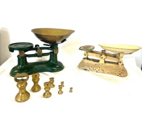 2 Sets of vintage scales and 1 set of weights 