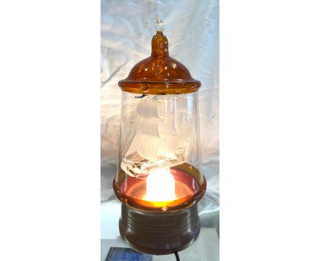 Ornamental ship in a bottle lamp, working order 
