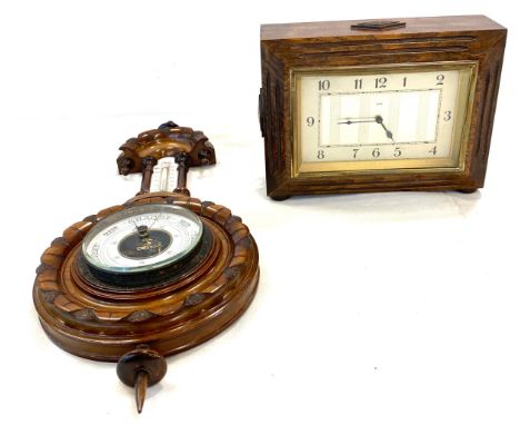 8 day Mantel clock and a vintage barometer 