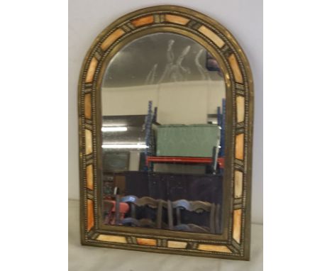 Bone framed mirror measures approx 42" tall by 29" wide 