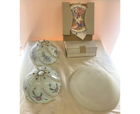 Royal Albert collectors plates and 3 light shades 