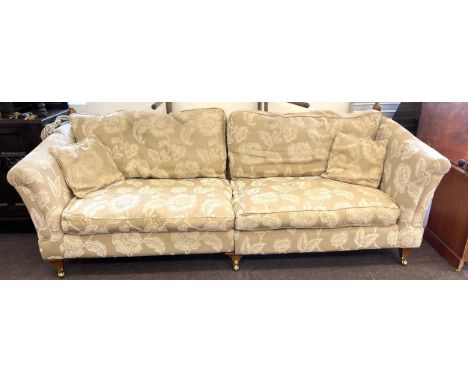 4 Seater knoll lookalike fabric sofa, good overall condition, approximate measurements: Length 99 inches, Height 38 inches, D