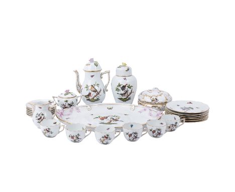 HEREND Mokkaservice 'Rothschild', 20. Jh. 24-tlg., 6 Mokkatassen (711), 6 Untertassen (711), 6 Gebäckteller (516), 1 Mokkakan