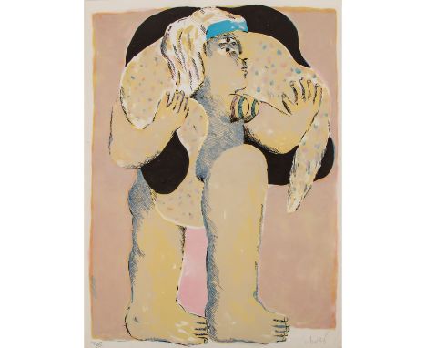 ANTES, HORST (1936), Blatt aus der Mappe "Anrufung zum Preis einer Königin", 1965-66 Farblithographie, sign. u.r., num.u.l., 