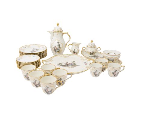 ROSENTHAL 30-tlg. Kaffeeservice f. 8 Personen 'Sanssouci Hoeroldt-Arkadien', 20. Jh. 8 Kaffeetassen, 8 Untertassen, 8 Kuchent