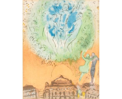 CHAGALL, MARC (1887 - 1985), "L'Opéra de Paris", 1954, aus dem französischem Kunstmagazin "Derrière le miroir". Farblithograp