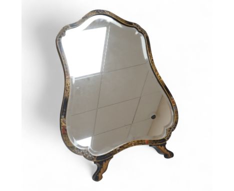 A 1920's Japanned easel mirror, 59cm high