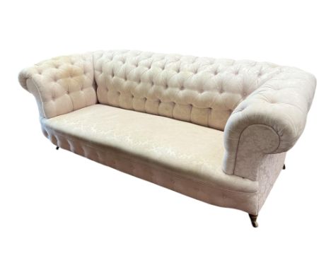 A Victorian deep buttoned Chesterfield settee, width 236cm, depth 91cm, height 84cm