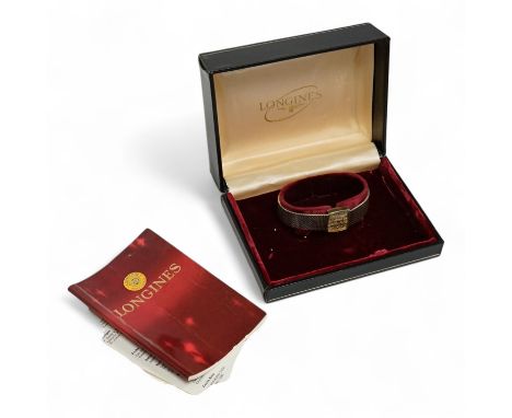 A lady's early 1970's 9ct gold Longines manual wind wrist watch, on an associated 9ct gold bracelet, gross weight 38 grams, w