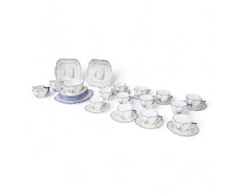 An Art Deco Shelley ‘My Garden’ part teaset to include cups, saucers, jugs and sandwich plates