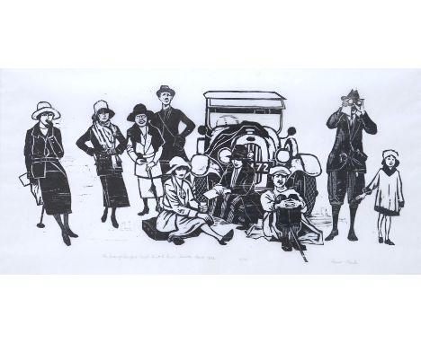 Frank Martin (1921-2005), woodcut, ‘The Duke of Beaufort hunt, Point to Point Bushton, March 1922’, signed in pencil, limited